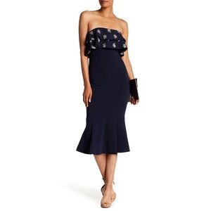 Cinq á Sept Eza Strapless Ruffle Midi Dress Size 2